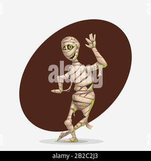 carino cartone animato mummy occhi verdi Illustrazione Vettoriale