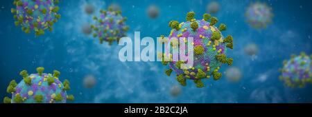 Covid-19, coronavirus che causa infezioni respiratorie, banner di fondo del virus Sars-cov-2 Foto Stock
