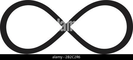 Modello icona del segno infinito colore nero modificabile. Simbolo icona del segno infinito immagine vettoriale piatta per la progettazione grafica e web. Illustrazione Vettoriale