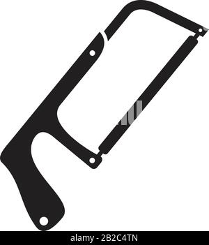Colore nero modificabile per il modello di icona di hacksaw. Simbolo icona seghetto immagine vettoriale piatta per disegno grafico e web. Illustrazione Vettoriale