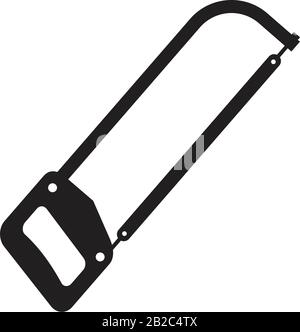 Colore nero modificabile per il modello di icona di hacksaw. Simbolo icona seghetto immagine vettoriale piatta per disegno grafico e web. Illustrazione Vettoriale