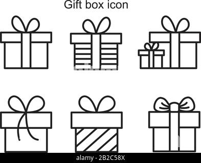 Modello icona casella regalo colore nero modificabile. Simbolo icona scatola regalo immagine vettoriale piatta per disegno grafico e web. Illustrazione Vettoriale