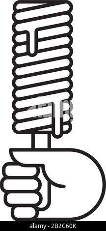 Icona della linea vettoriale dei papsicle per gelato con la mano. Dolce cibo ghiaccio loilly contorno simbolo. Illustrazione Vettoriale