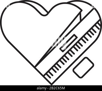 Pianoforte a forma di cuore, vista dall'alto, icona della linea vettoriale. Amore di musica contorno simbolo. Illustrazione Vettoriale