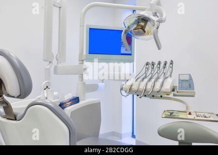 Ambulatorio dentale e strumenti dentali Foto Stock