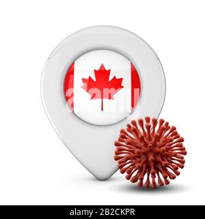 Marcatore di posizione in Canada con virus o malattia microbo. Rappresentazione 3D Foto Stock