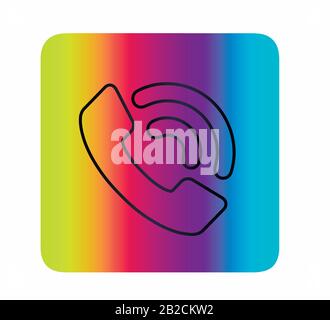 Icona neon telefono con suoneria. Illustrazione Vettoriale