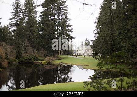 Il residence alla Riserva di Bloedel sull'Isola di Bainbridge, Washington, USA. Foto Stock