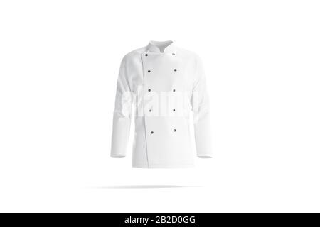 Giacca bianca bianca bianca da chef con bottoni mockup, vista frontale Foto Stock