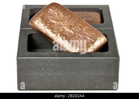 stampi in grafite con barre di rame isolate su fondo bianco Foto Stock