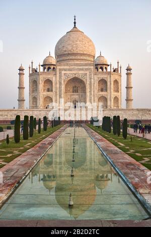 Taj Mahal alla luce del mattino, Agra, Uttar Pradesh, India Foto Stock