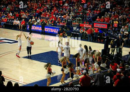 Arizona Vs Stanford Girls University Basketball game al centro di pallacanestro UofA McKale in Tucson Arizona Foto Stock