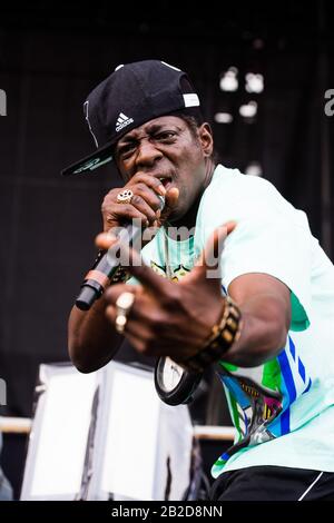 Foto ***Immagine*** Flavor Flav Sparato Da Public Enemy. Philadelphia, PA - 31 AGOSTO: Public Enemy si esibisce durante il 2013 Made in America Festival al Philadelphia Museum of Art il 31 agosto 2013. Credito: PolinRTN/MediaPunch Inc. Foto Stock