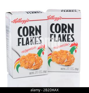 Irvine, CA - 19 FEBBRAIO 2015: Kellogg's Corn Flakes. Sviluppato a Battle Creek Sanitarium nel Michigan dal Dr. John Kellogg nel 1894. Foto Stock