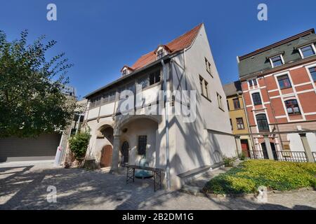 Luthers Geburtshaus, Lutherstrasse, Lutherstadt Eisleben, Sachsen-Anhalt, Deutschland Foto Stock