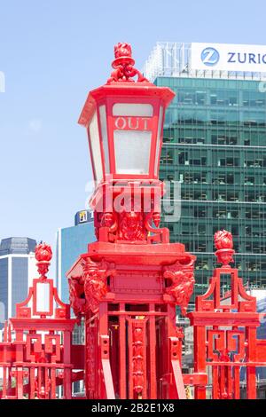 Queens Wharf Gates And Lamp, Auckland Waterfront, City Centre, Auckland, Auckland Region, Nuova Zelanda Foto Stock