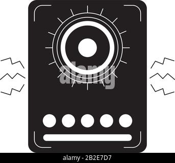 suono con melodia dell'altoparlante, immagine vettoriale, icona stile silhouette Illustrazione Vettoriale