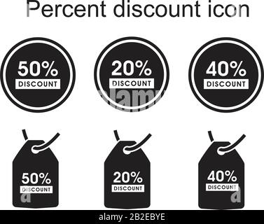Percentuale di sconto icona modello nero colore modificabile. Percentuale di sconto icona simbolo vettore piatto illustrazione per grafica e web design. Illustrazione Vettoriale
