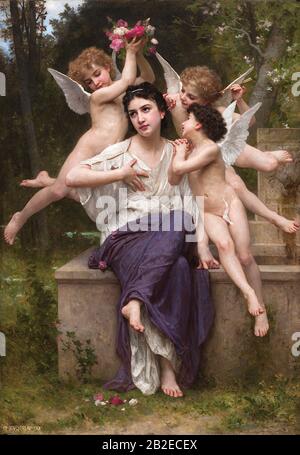 A Dream of Spring (1901) pittura accademica francese di William-Adolphe Bouguereau - immagine Di altissima qualità e risoluzione Foto Stock