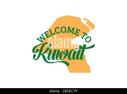 Benvenuti In Kuwait Word Testo Creative Font Design Illustrazione, Segno Di Benvenuto Illustrazione Vettoriale