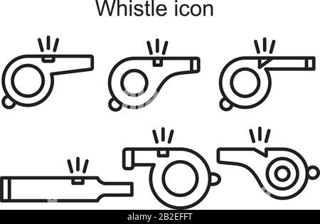 Modello icona fischio colore nero modificabile. Icona fischio simbolo icona immagine vettoriale piatta per disegno grafico e web. Illustrazione Vettoriale