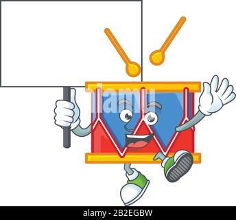 Un'immagine del carattere del cartone animato del tamburo del giorno di indipendenza con bordo Illustrazione Vettoriale