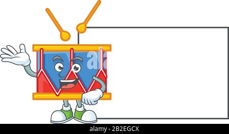 Vivace indipendenza giorno tamburo mascotte stile design con lavagna bianca Illustrazione Vettoriale