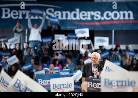 Candidato democratico alla presidenza Bernie Sanders in occasione di un raduno elettorale presso il Wofford College nella Carolina del Sud. Foto Stock