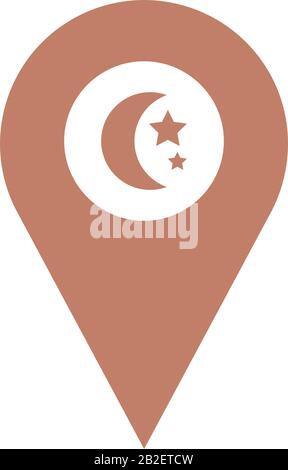 segnaposto con icona a forma di luna e stelle su sfondo bianco, stile silhouette, illustrazione vettoriale Illustrazione Vettoriale