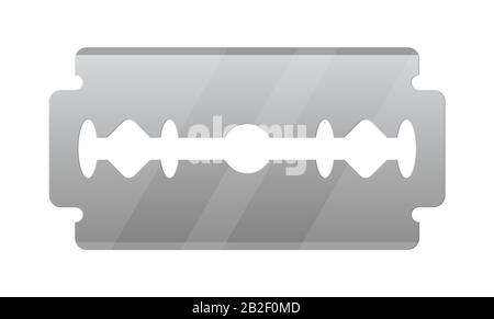 Lama per rasoio in acciaio inox isolata su bianco Illustrazione Vettoriale