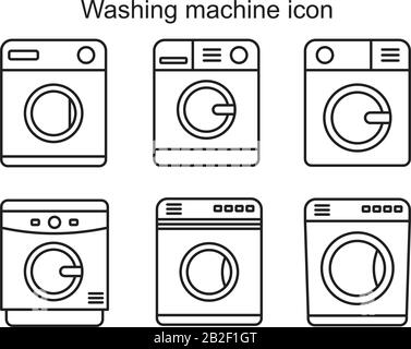Icona lavatrice modello nero colore modificabile. Simbolo icona lavatrice immagine vettoriale piatta per disegno grafico e web. Illustrazione Vettoriale