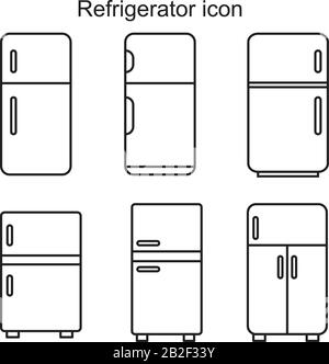 Modello icona frigorifero colore nero modificabile. Simbolo icona del frigorifero immagine vettoriale piatta per disegno grafico e web. Illustrazione Vettoriale