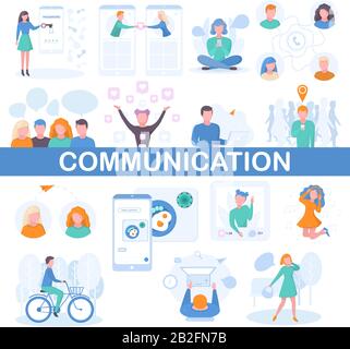 Serie piatta Di Illustrazioni con persone Illustrazione Vettoriale