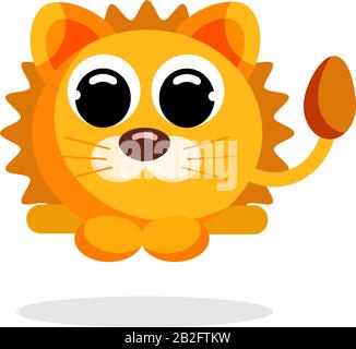 lion in immagine vettoriale in stile piatto. Personaggio dei cartoni animati. Immagine di scorta vettoriale piatta su sfondo bianco Illustrazione Vettoriale