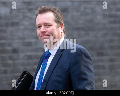 Londra, Regno Unito. 3rd Mar, 2020. Mark Spencer MP Chief Whip arriva a una riunione del Gabinetto presso 10 Downing Street, Londra Credit: Ian Davidson/Alamy Live News Foto Stock