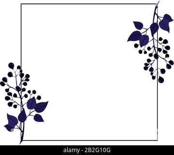 Cornice geometrica con ornamento floreale. Bacche ribes, mare buckthorn, mirtilli. Progettazione di biglietti, inviti, banner, biglietti da visita. Illustrazione Vettoriale