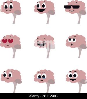 Organi del corpo umano in stile cartone animato. Cervello, salute, malattia. Design per poster medico, stampa, schema, biglietto d'auguri, volantino. Icona medica Illustrazione Vettoriale