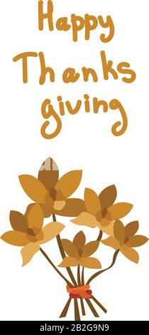 Set per il rendimento di grazie. Mazzo di crisantemi belli per la stampa su poster, cartoline o volantini. Illustrazione Vettoriale