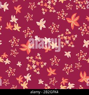 rosso stella fiori giardino senza cuciture vettore modello Illustrazione Vettoriale