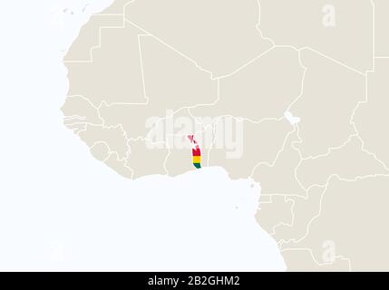 Africa con mappa Togo evidenziata. Illustrazione Vettoriale. Illustrazione Vettoriale