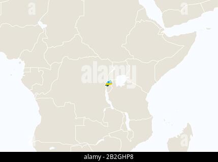 Africa con mappa del Ruanda evidenziata. Illustrazione Vettoriale. Illustrazione Vettoriale