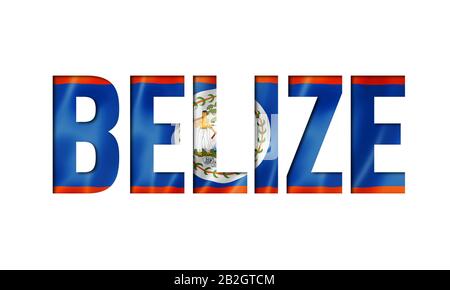 Carattere testo bandiera Belize. Sfondo simbolo nazionale Foto Stock