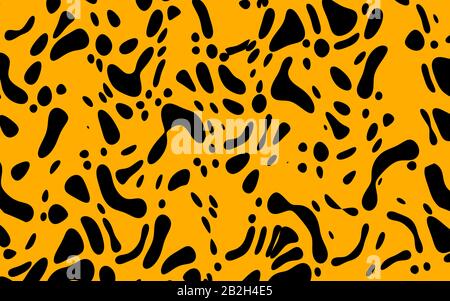 Illustrazione sfondo macchie nere su sfondo arancione. Foto Stock
