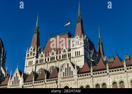 Parlamentsgebaeude, Kossuth Lajos ter, Budapest, Ungarn Foto Stock