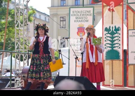 Folklorefest, Hauptmarkt, Krakau, Polen Foto Stock