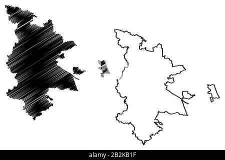 Città di Norimberga (Repubblica federale di Germania, Baviera) mappa vettore illustrazione, abbozzare schizzo Città di Norimberga mappa Illustrazione Vettoriale