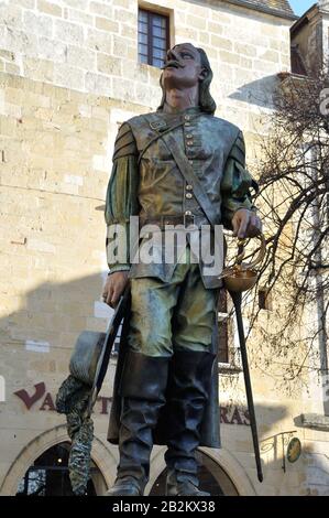 Francia, Aquitania, dordogna (24), Bergerac, Cyrano de Bergerac statua Foto Stock