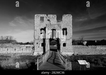 Vista del castello di Baconsthorpe o Baconsthorpe Hall, una residenza fortificata in rovina, villaggio di Baconsthorpe, Norfolk del Nord, Inghilterra, Regno Unito Foto Stock