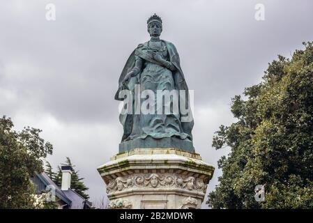 Statua di Maria Christina d'Austria nel Parco Ondarreta di San Sebastian città costiera situata nella Comunità Autonoma Basca, Spagna Foto Stock