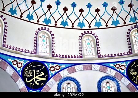 vista interna della moschea di ali pasha a ohrid, macedonia. Foto Stock